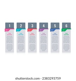 plantilla de infografía de tarjetas verticales. plantilla de infografía de seis pasos. Internet, web, revista, plantilla de información de informes anuales. plantilla de infografía para ciencia, negocios, educación mundial