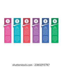 vertical cards infographic template. six options infographic template. internet, web, magazine, annual report information template. infographic template for science, business, education world