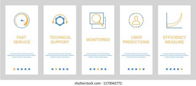 Vertical Cards with metaphors. Template for website design. 