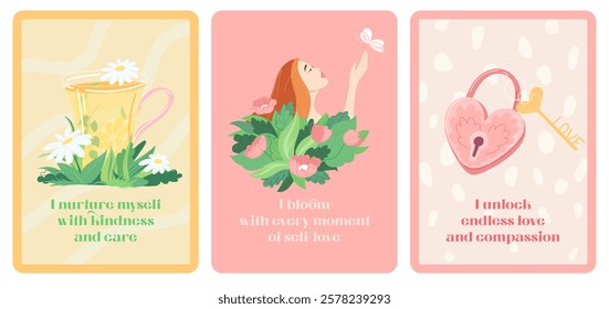 Vertical Cards with Self-Love Affirmations