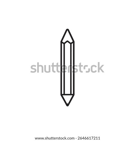 Vertical, centrally-aligned pencil sketch featuring points on both ends, crafted with a simple black outline against a pristine white backdrop—ideal for minimal style.