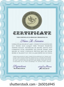Vertical Certificate, Diploma of completion with guilloche pattern and background, border, frame. Certificate of Achievement, Certificate of education, awards, winner.