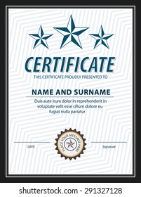 vertical certificate template, diploma, Letter size, vector