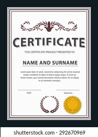 vertical certificate template,diploma,Letter size ,vector