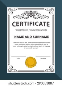 vertical certificate template,diploma,Letter size ,vector