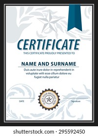 vertical certificate template,diploma,Letter size ,vector