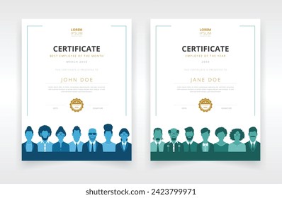 Vertical certificate templates featuring corporate people. Ideal for employee appreciation day, training completion, or any other enterprise award function