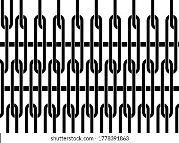 Vertical chain and horizontal stripeof pattern vector. Design abstract stripe black on white background. Design print for illustration, texture, textile, trellis, pattern, wallpaper, background. Set 1