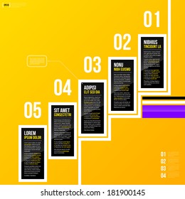 Vertical chart template with five elements on bright yellow background. EPS10