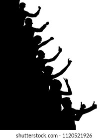 Vertical, cheerful crowd of people, silhouette vector