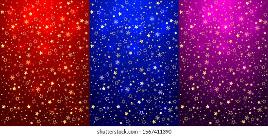 Vertical christmas background set with flowing golden glitter end christmas decoration. Place for text.
