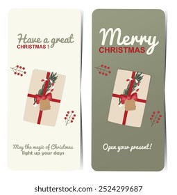 Vertical Christmas Gift Tags with Red Bows