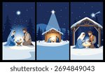 Vertical Christmas Nativity Scenes – Holy Night Illustrations for Mobile Projects. A collection of three vertical nativity illustrations. Perfect for Christmas mobile backgrounds, social media etc