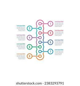 vertical circles infographic template. eight step informational template. annual report, magazine, business, web, internet infographic template