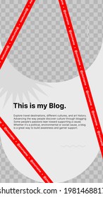 Vertical Clean Template for Stories in Social Media with red tape. Put Your Content Under Background. Vector illustration