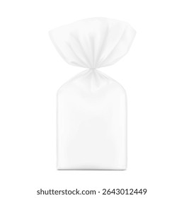 Vertical clear bag with clip band mockup. Vector illustration isolated on white background. Ready to use for your design. Mockup will make the presentation look as realistic as possible. EPS10.