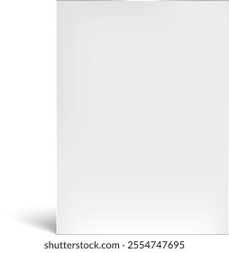 Vertical closed white rectangular cardboard box packaging mockup template casting a shadow on a white background, perfect for showcasing branding and product design