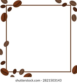 Vertical Coffee Bean Border Frame with Minimal Brown Outline and White Copy Space for Cafe Poster Menu Flyer or Social Media Template