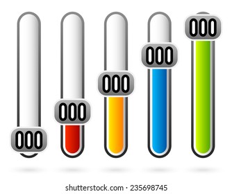 Vertical, color coded sliders, adjusters (UI Sliders, adjusters)