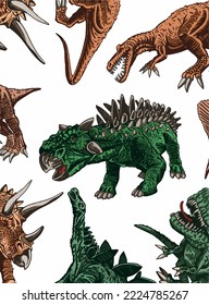 Vertical color pattern with dinosaurs, stylish dino cover for fabric, postcards, wallpapers,graphical vector illustration. Animals background design	