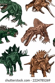 Vertical color pattern with dinosaurs, stylish dino cover for fabric, postcards, wallpapers,graphical vector illustration. Animals background design	