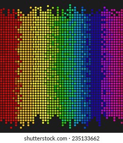 vertical colored dots on black background, bright mosaic pixels, vector illustration - you can change the background color and the color of dots
