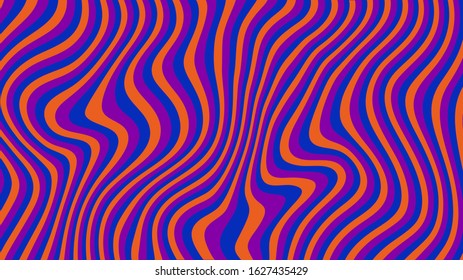 Vertical colored stripes with different and curved widths.