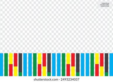 Vertical colored stripes on a transparent layer.