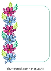 Vertical colorful frame with flowers