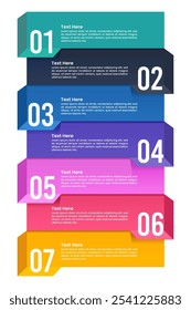 Vertical colorful infographic 7 options. Banner, Poster, Brochure, Template and Plan. Vector illustration.