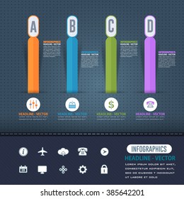 Vertical Colorful Infographics Arrows and Web Elements, Website Numbers Banner Design