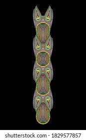 Vertical colorful neckline. Ethnic ornament made of dots. Vector print with decorative elements and beads for embroidery, for women's clothing.	