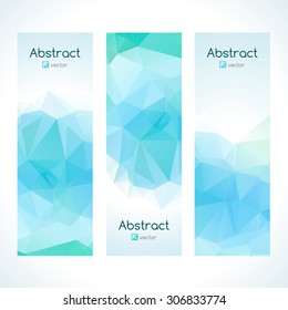 Vertical colorful triangle banner vector set