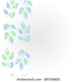 Vertical composition of  floral    pattern, doodles,branches,leaves,spirals, copy space. Hand drawn.