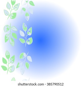 Vertical composition of  floral    pattern, doodles,branches,leaves,spirals, copy space. Hand drawn.