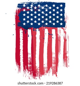 Vertical composition vector american flag in grunge style