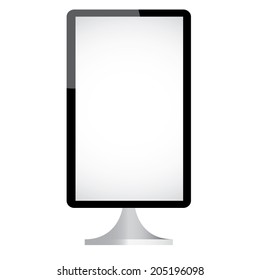 Vertical Computer Monitor On White Background Vector 