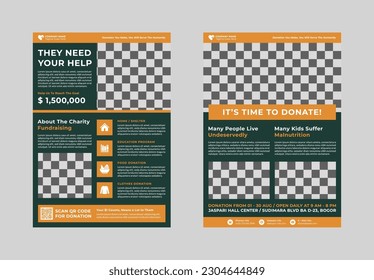 Vertical Concept Charity, Social Activity, and Donation Flyer Template