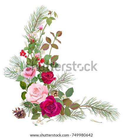 vertical corner border red pink roses stock vector royalty free