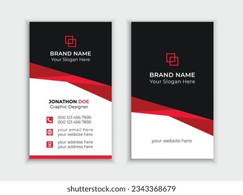 Vertical Corporate Abstract Business Card Design vector. Modern elegant Clean design. Vertical business card print template.