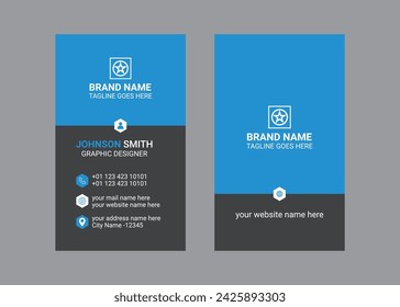 vertical corporate business card design for business, professional and modern visiting card design.