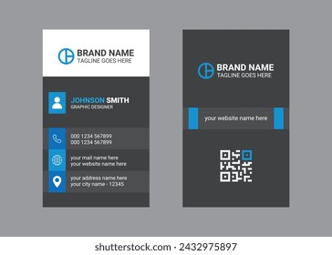 vertical corporate business card design for your business, professional and modern visiting card design.