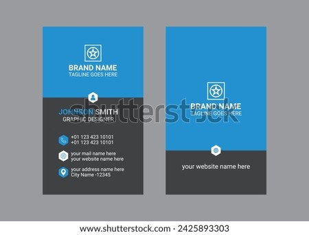 vertical corporate business card design for business, professional and modern visiting card design.