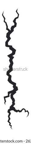 Vertical crack splitting the surface into two distinct parts, symbolizing division and separation, conveying themes of damage, destruction, and geological instability