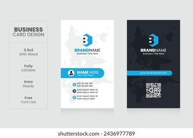 Vertical Creative Corporate Business Card Design Template