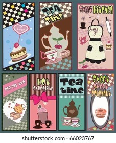 vertical cupcake, tea and hot chocolate banners