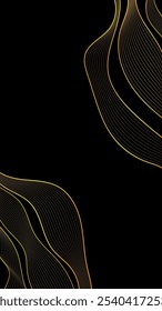 vertical Curve wavy luxary Blue line in black background. Banner, poster, logo golden color on dark background.shopping , big percent label discount. Creative marketing concept. Vector illustration