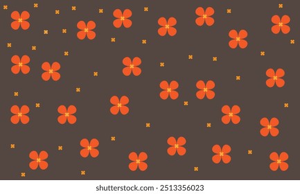 vertical curved abstract motif of orange flowers