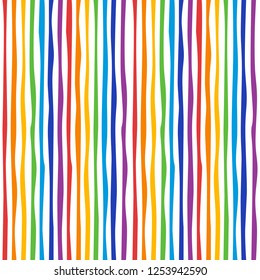 vertical curved rainbow lines, seamless pattern