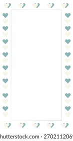 Ilustración linda del marco del borde del corazón de la menta y del corazón blanco de la Vertical